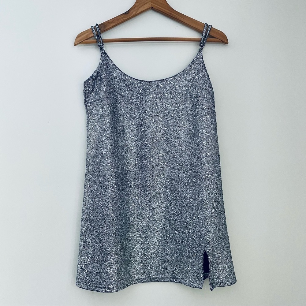 Lulu’s Lulus Rhapsody Silver Sequins Mini Dress Metallic Medium - Picture 5 of 13